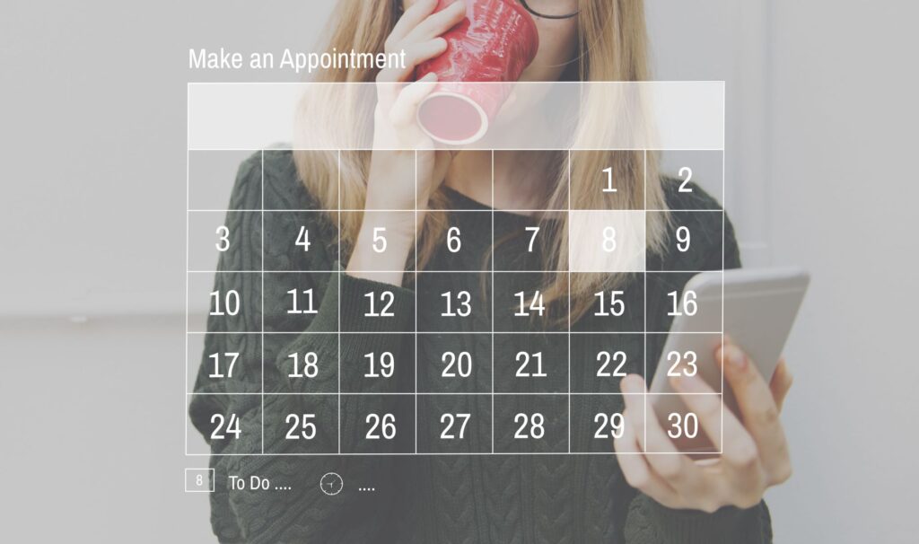 woman cellphone calendar online booking 1